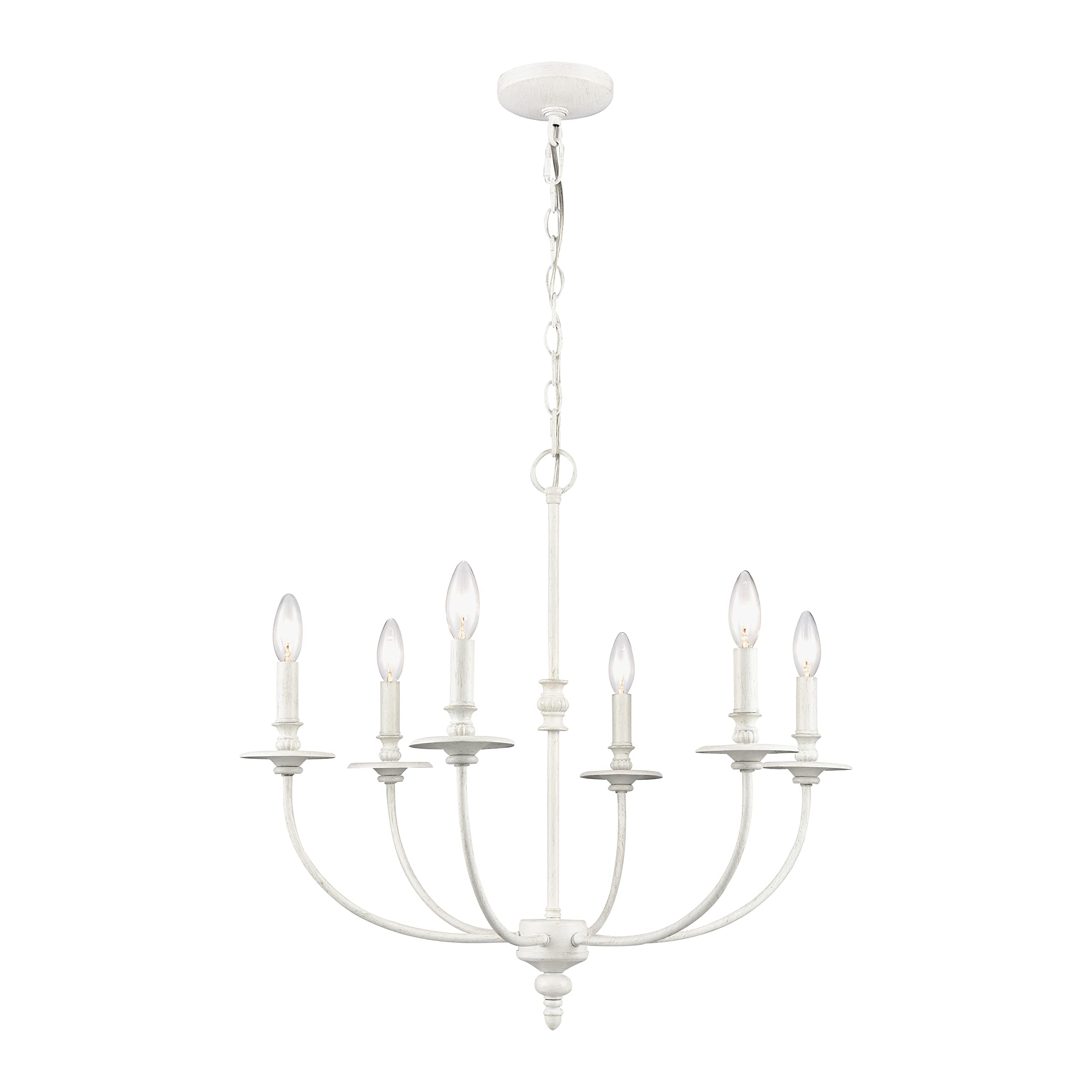 Elk Home Hartford 6-Light Farmhouse White Chandelier, 25-Inch Wide, Traditional Style