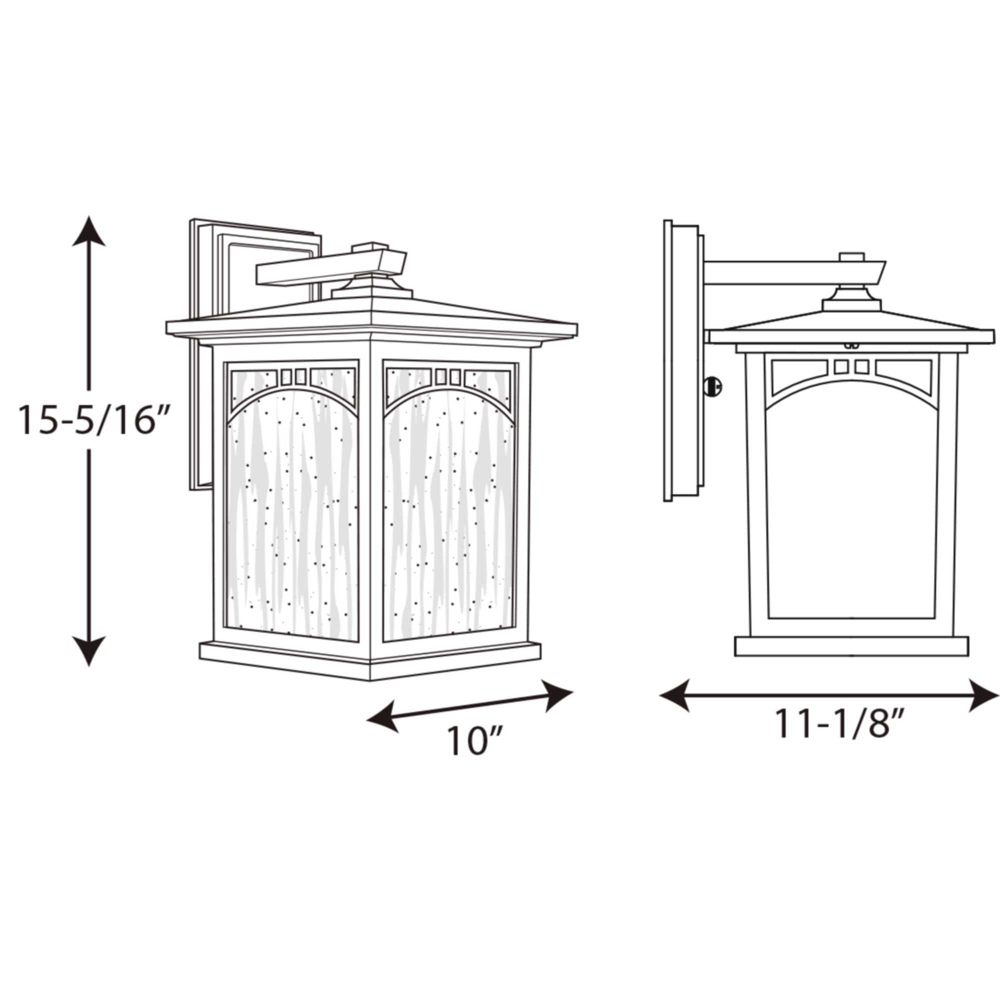 Progress Lighting Wall Lantern Light, 1-Light, Umber Textured Art Glass, Antique Bronze, 10in, Model P6054-20