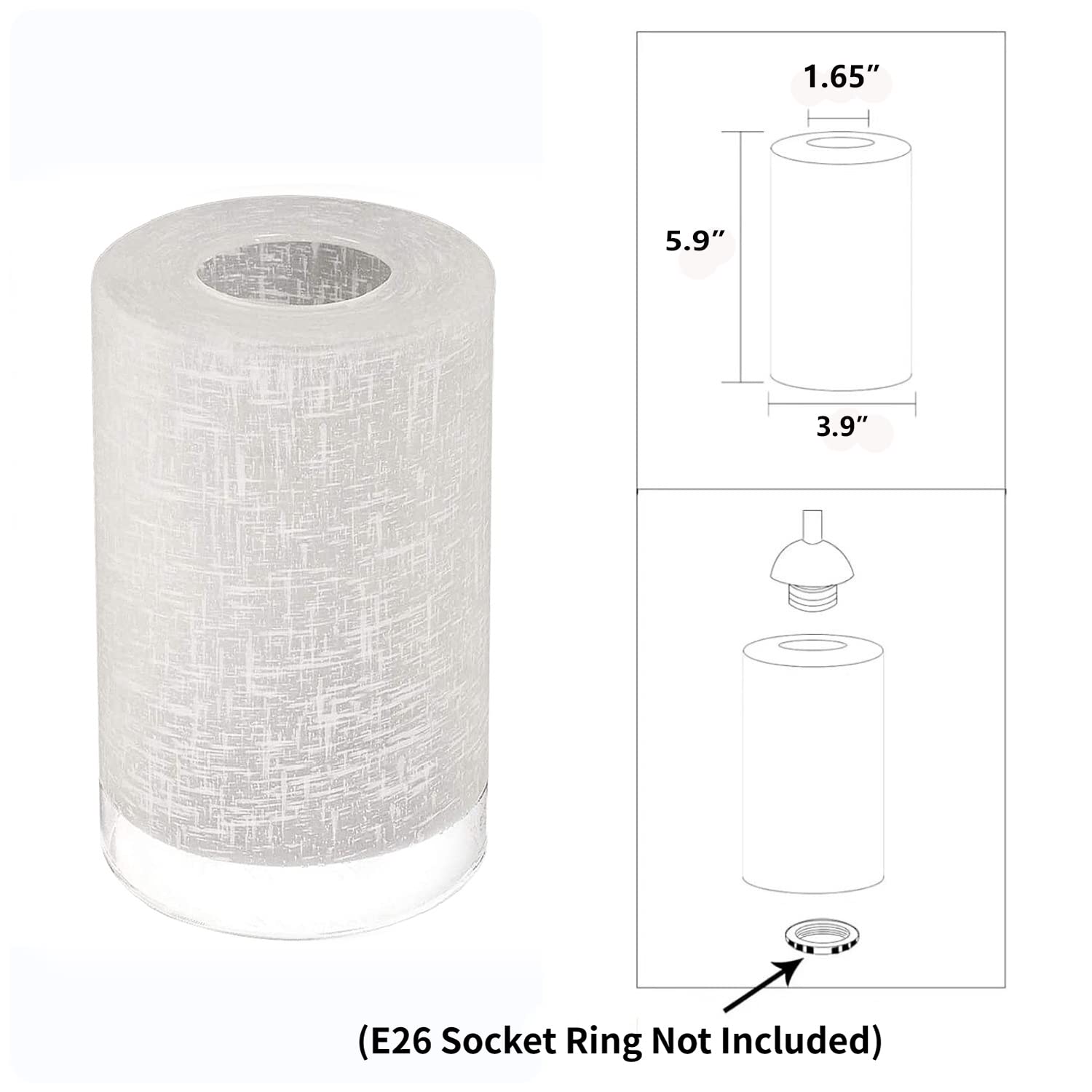 Sewterolyn 6-Pack Globe Glass Lamp Shades, White Linen Frosted, 1.65" Fitter, 5.9" Height, 3.9" Diameter for Chand