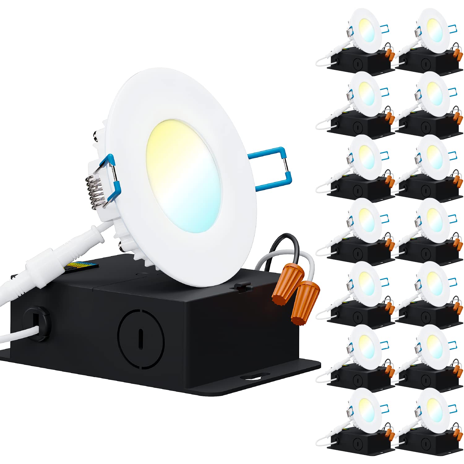 Sunco 12 Pack 3 Inch Ultra Thin Led Recessed Ceiling Lights, Selectable Cct, 2700K/3000K/3500K/4000K/5000K, Dimmable, 8W, Wafer