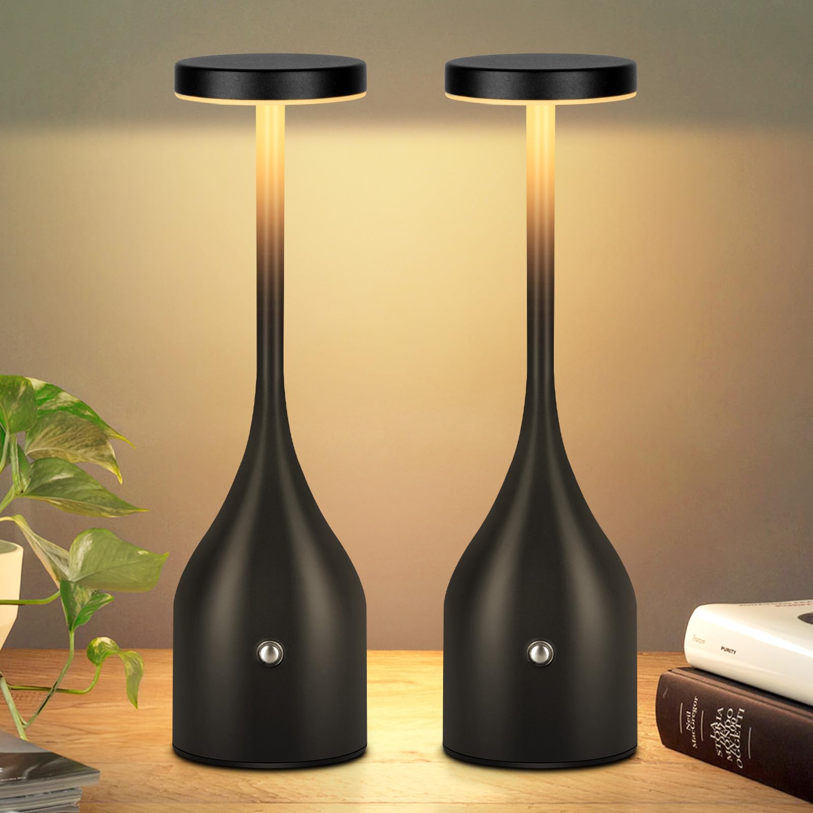 FenFud Cordless Table Lamp Rechargeable - 5000mAh Battery Operated LED Table Light, Wireless Portable Table Light Waterproof for