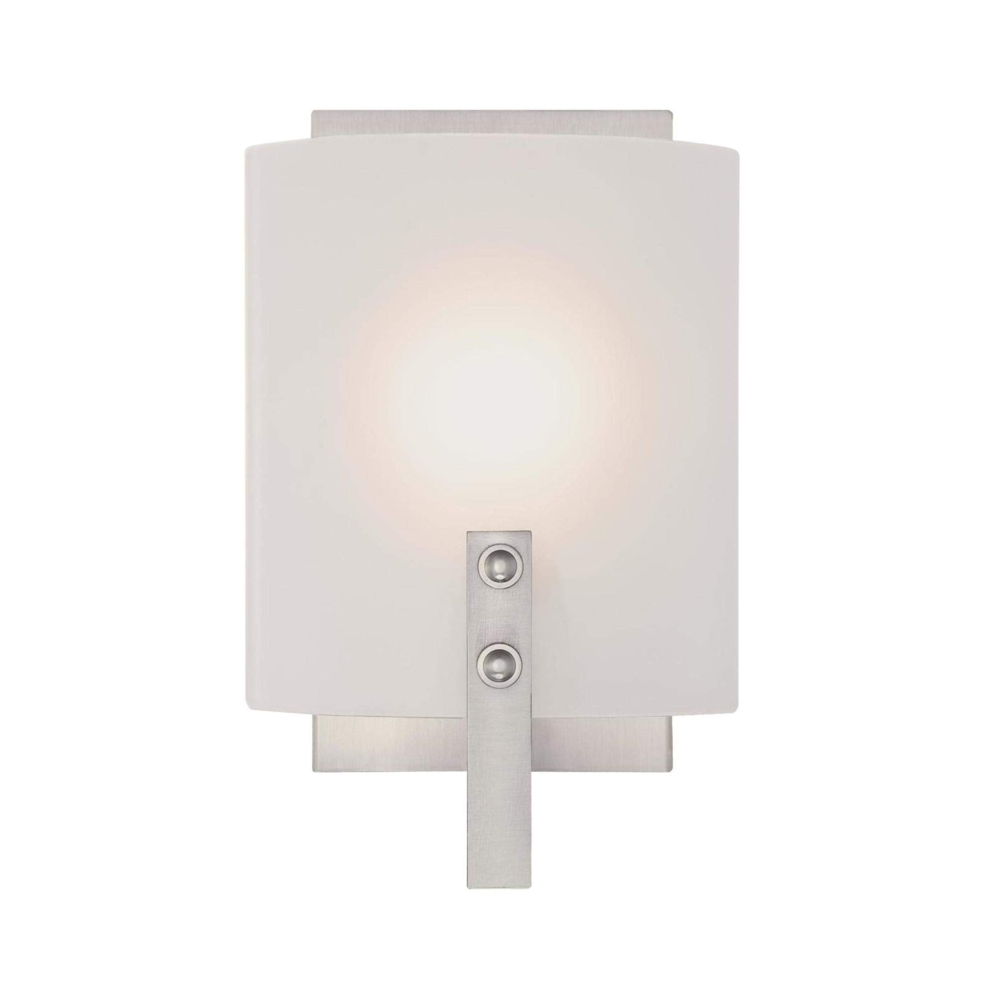 Westinghouse Enzo James 1-Light Wall Sconce, Brushed Nickel, Frosted Glass, Model 6369500