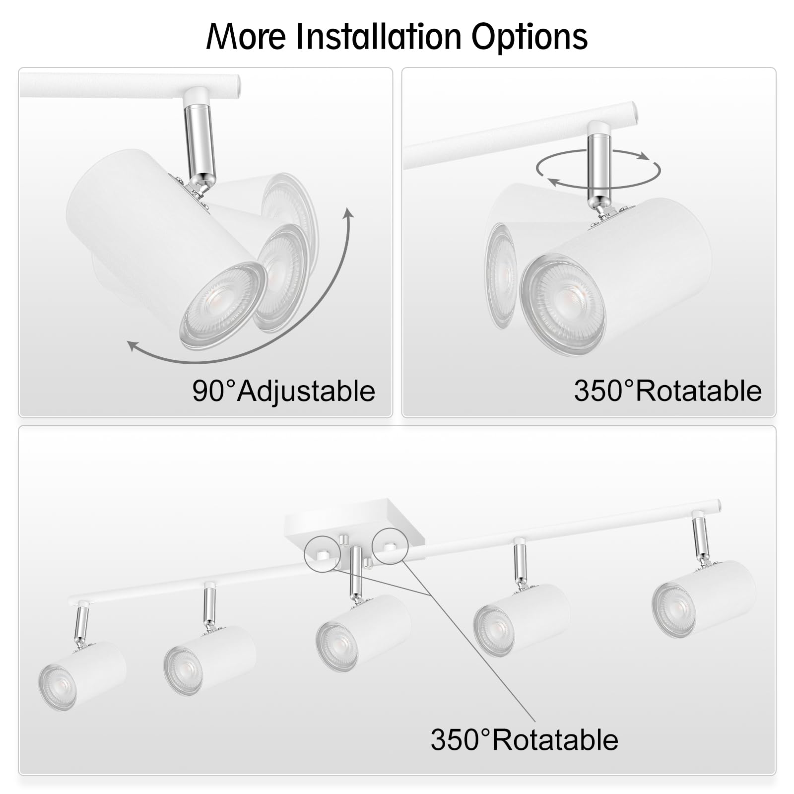 Auquee 5 Light Track Lighting Fixtures Ceiling, Matte White Kichen Track Lighting, Rotatable Light Heads, Adjustable Modern Led