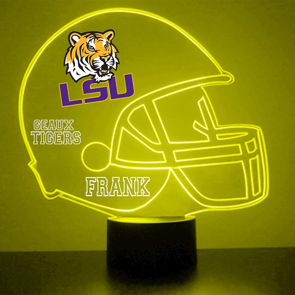 Custom Louisiana State University Tigers College Football Helmet LED Sign Night Light Lamp with Remote, Light Up Display with Pe