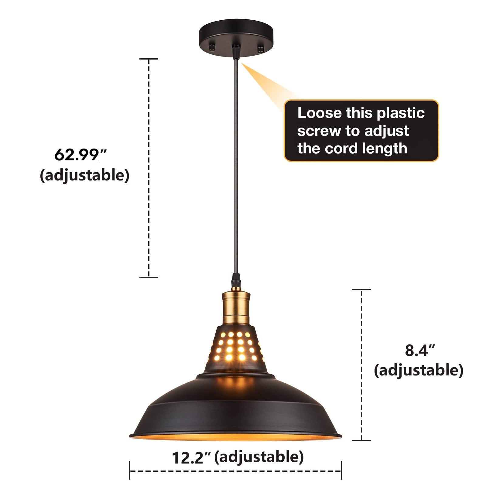 Matte Black Farmhouse Pendant Lights Kitchen Island Lighting, 12 Inch Vintage Oil Rubbed Bronze Industrial Barn Kitchen Pendant Light Fixtures, Hanging Bar Lights, Soft Glow Pendant Light, 2 Pack