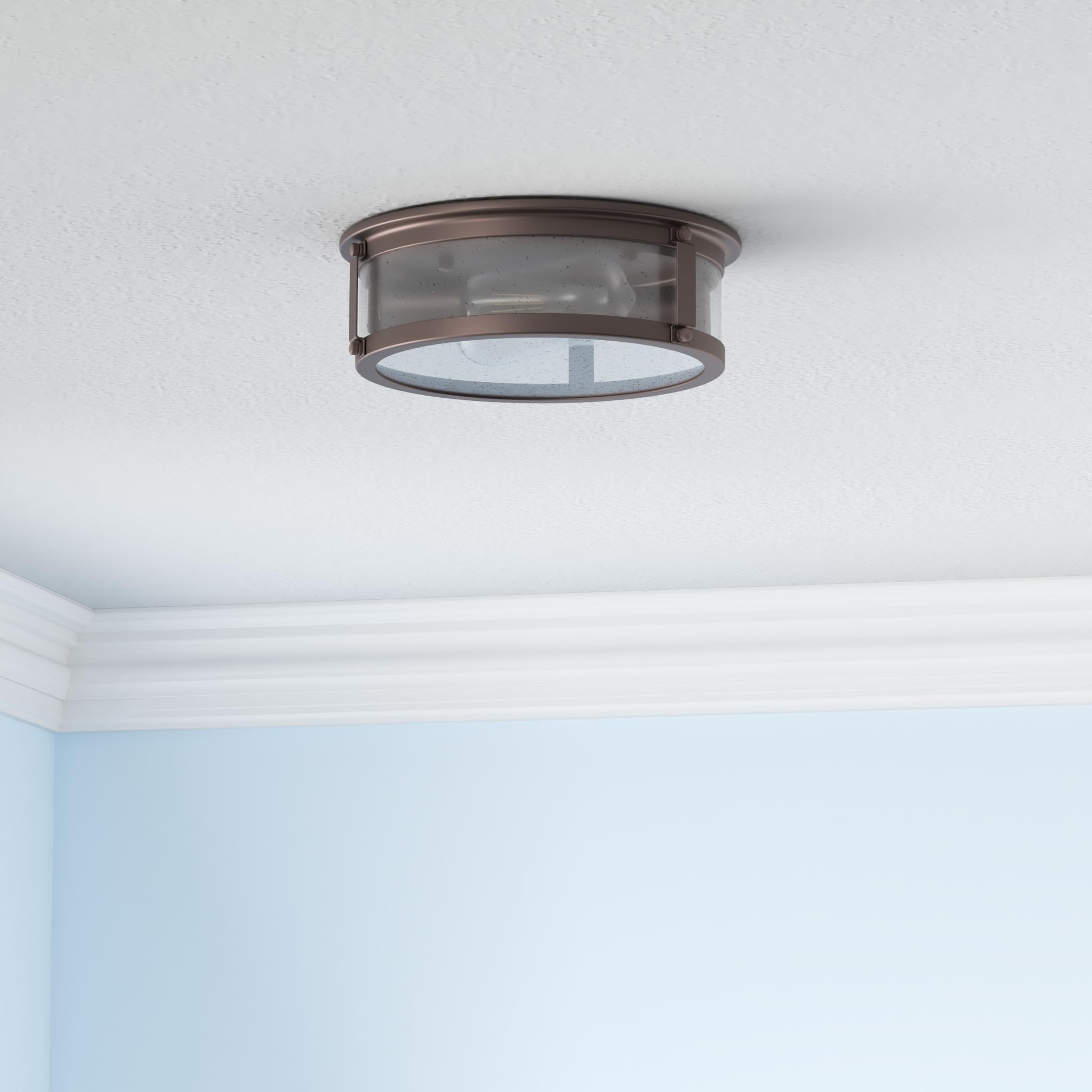 Foitton 2Pack Industrial Flush Mount Light, Oil Rubbed Bronze, Farmhouse Ceiling Lights