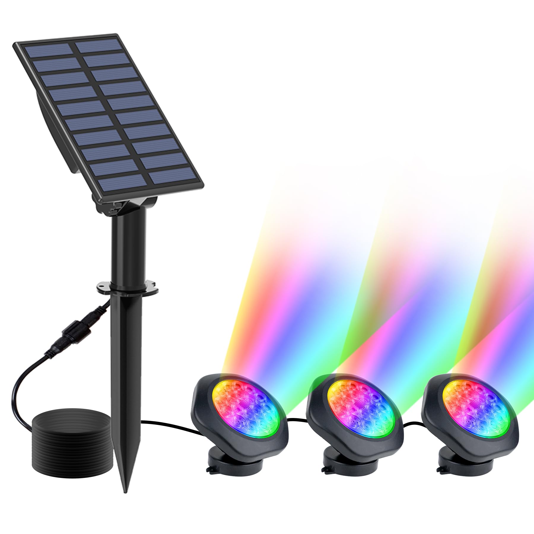 Crepow 18 Led Solar Pond Lights, Rgb Color Changing Ip68 Waterproof Submersible Spotlights