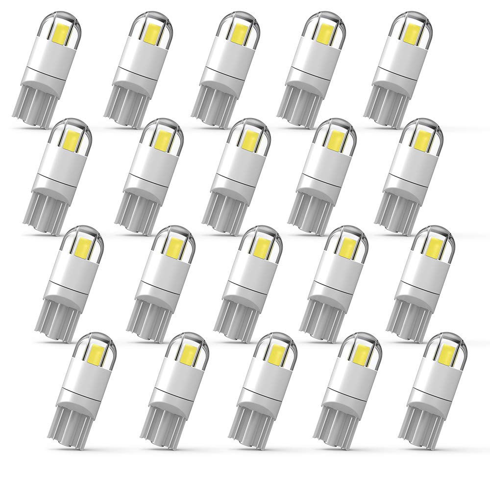Weimeltoy 194 Led Car Bulb 3030 Chipset 2Smd T10 194 168 W5W Led Wedge Light Bulb 1.5W 12V License Plate Light Courtesy Step Light Trunk Lamp Clearance Lights (20Pcs/Pack)
