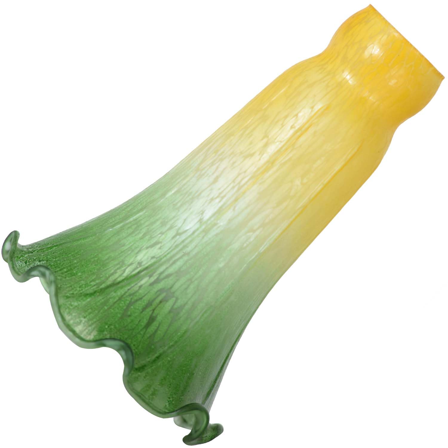 Bieye LS15 Lily Flower Blown Glass Lampshade (Yellow Green, Opening I.D. 1.26'' x O.D. 1.5'')