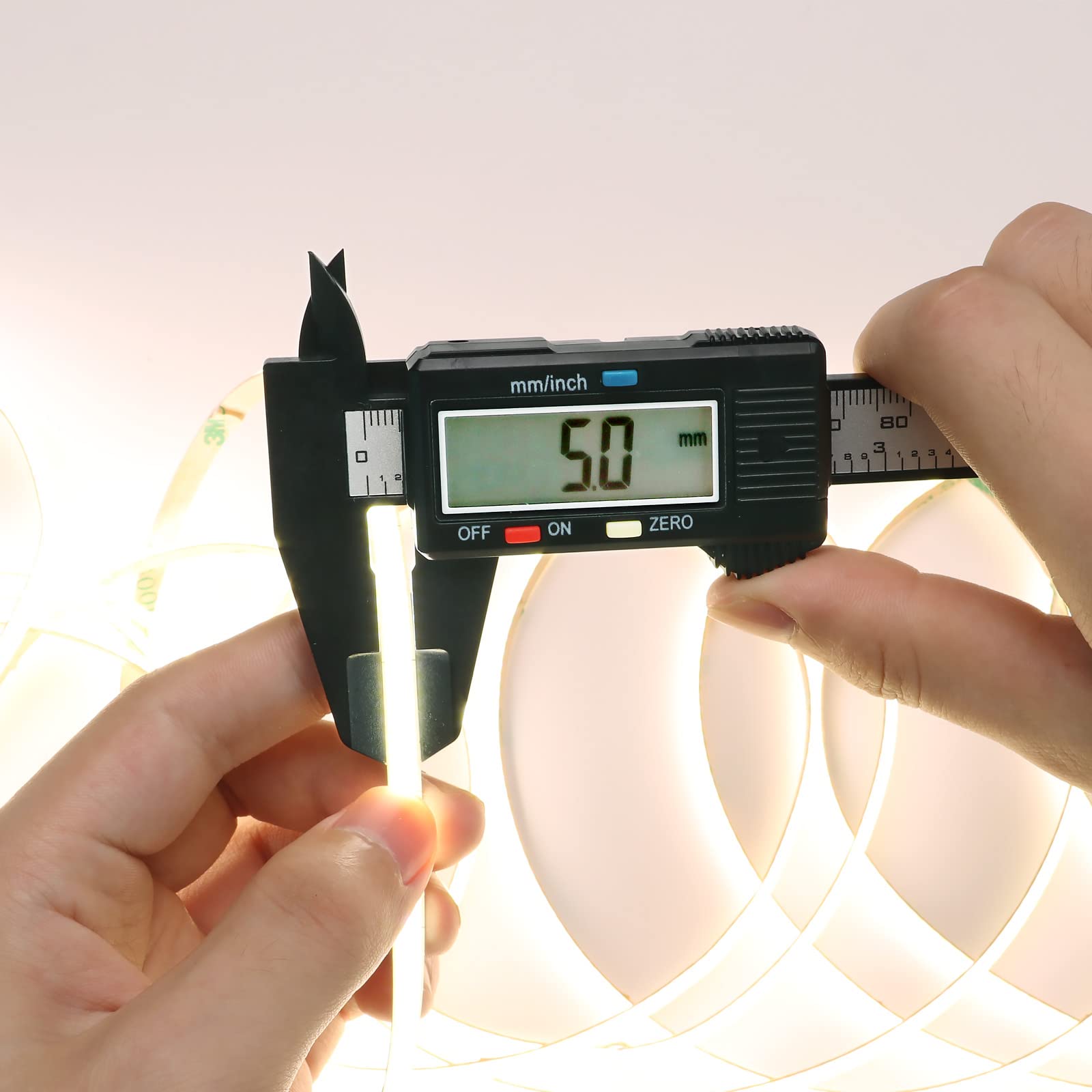 Topai 12V Thin 5Mm Cob Led Strip Light 4000K Natural White 16.4Ft Bright 4000Lm Cri>90 Uniform Dotless 400Leds/M Adhesive Flexib