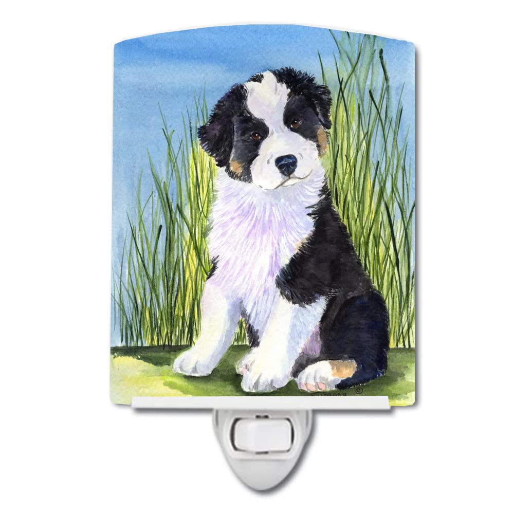 Caroline'S Treasures Ss8372Cnl Australian Shepherd Ceramic Night Light Compact, Ul-Certified, Ideal For Bedroom, Bathroom, Nursery, Hallway, Kitchen, 6X4X3, Multicolor