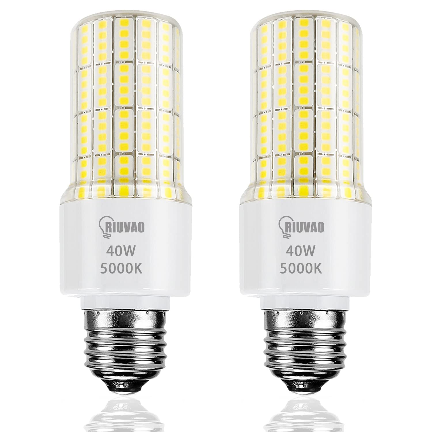 Riuvao 300W Equivalent Led Bulbs, 5000Lm Cool Daylight White, E26/E27, 2
