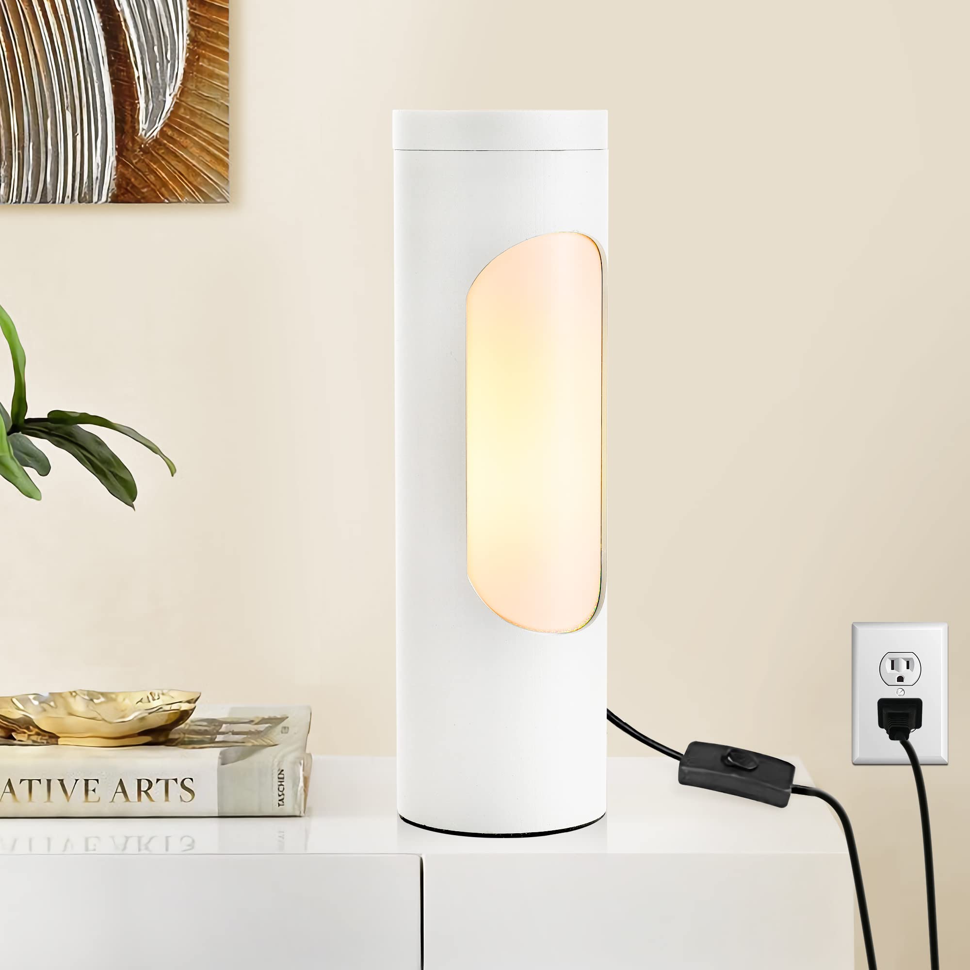 Lediary Kosher Lamp For Shabbos - White Table Lamp With T10 Bulb, 400Lm, 3000K