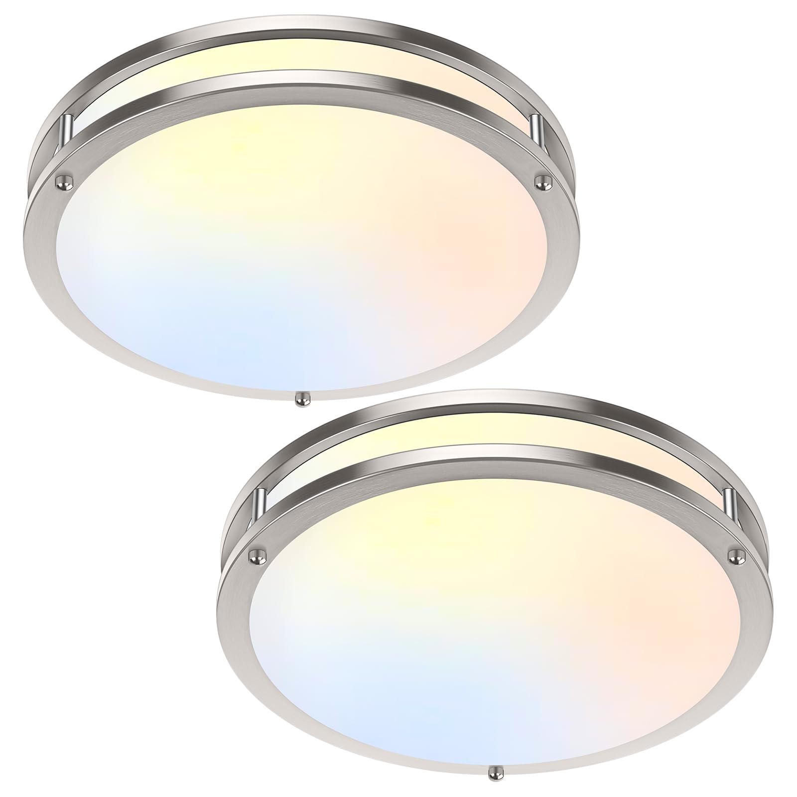 TOBUSA 2-Pack 12 Inch Flush Mount LED Ceiling Lights, 36W 3600lm Super Bright Kitchen Light Fixtures, 5CCT Adjustable LED Lights