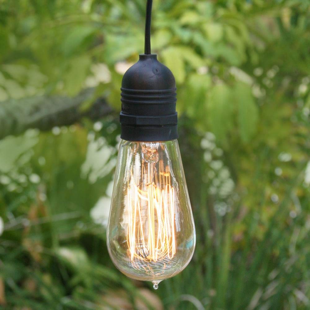 Fantado Single Socket Outdoor Pendant Light, 11FT Weatherproof Black, Model OUT11UL1SC-BK, Rubber Cord