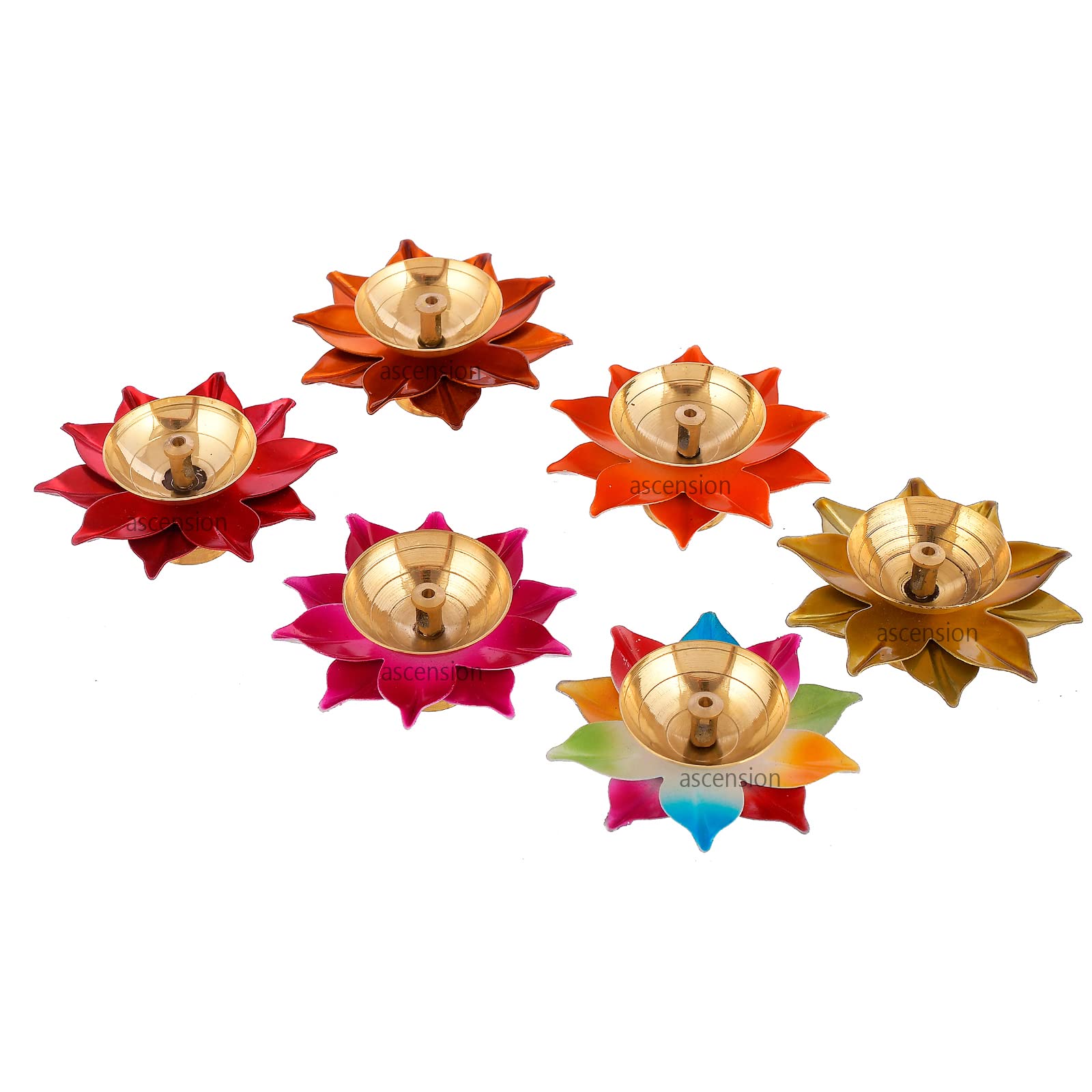 Ascension Handicraft Brass Lotus Diya for Puja Kamal Patti Flower Shaped Brass Diyas Oil Lamp for Pooja Room aarti Temple mandir