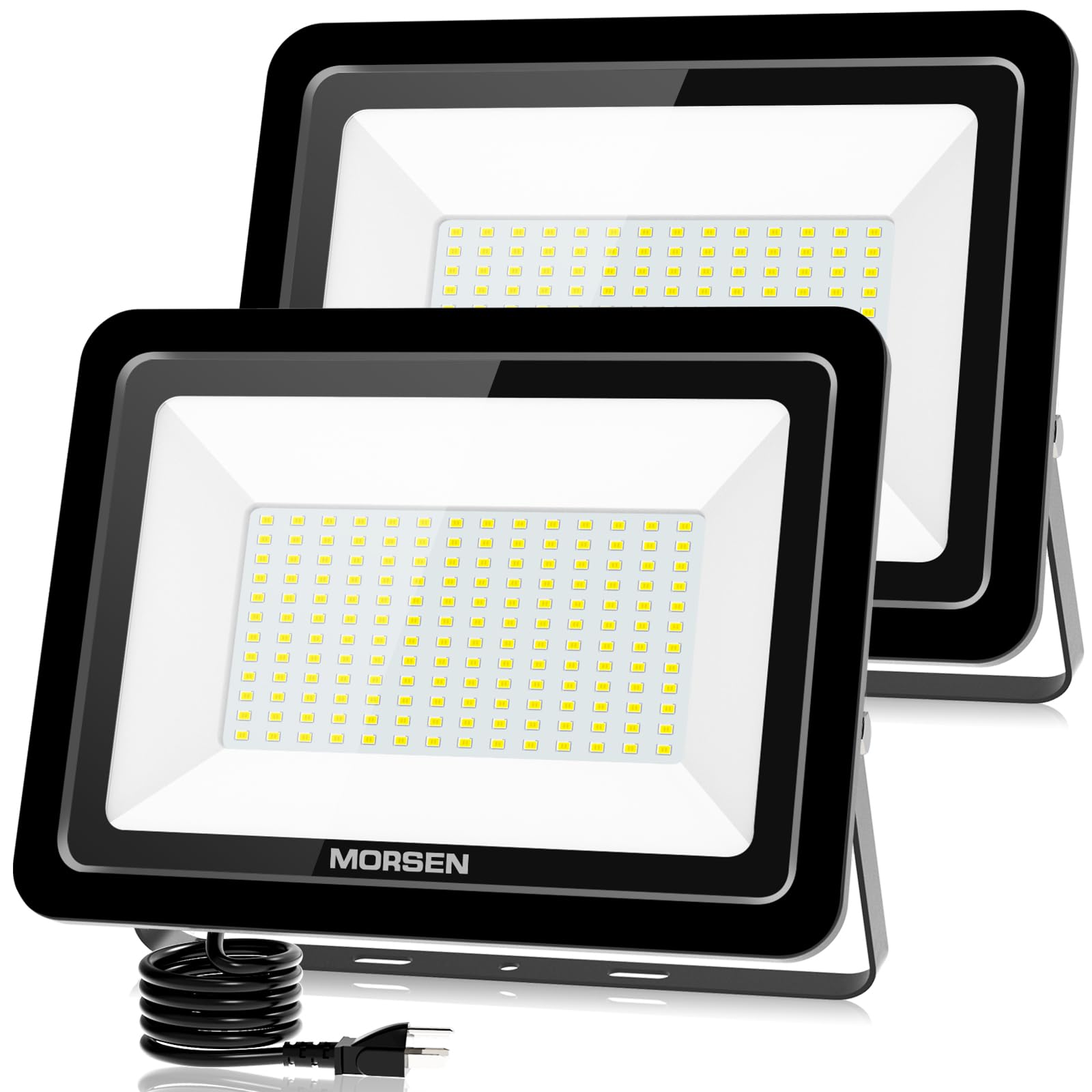MORSEN 200W LED Flood Light - 20000LM, IP66 Waterproof, Daylight, 2 Pack, White