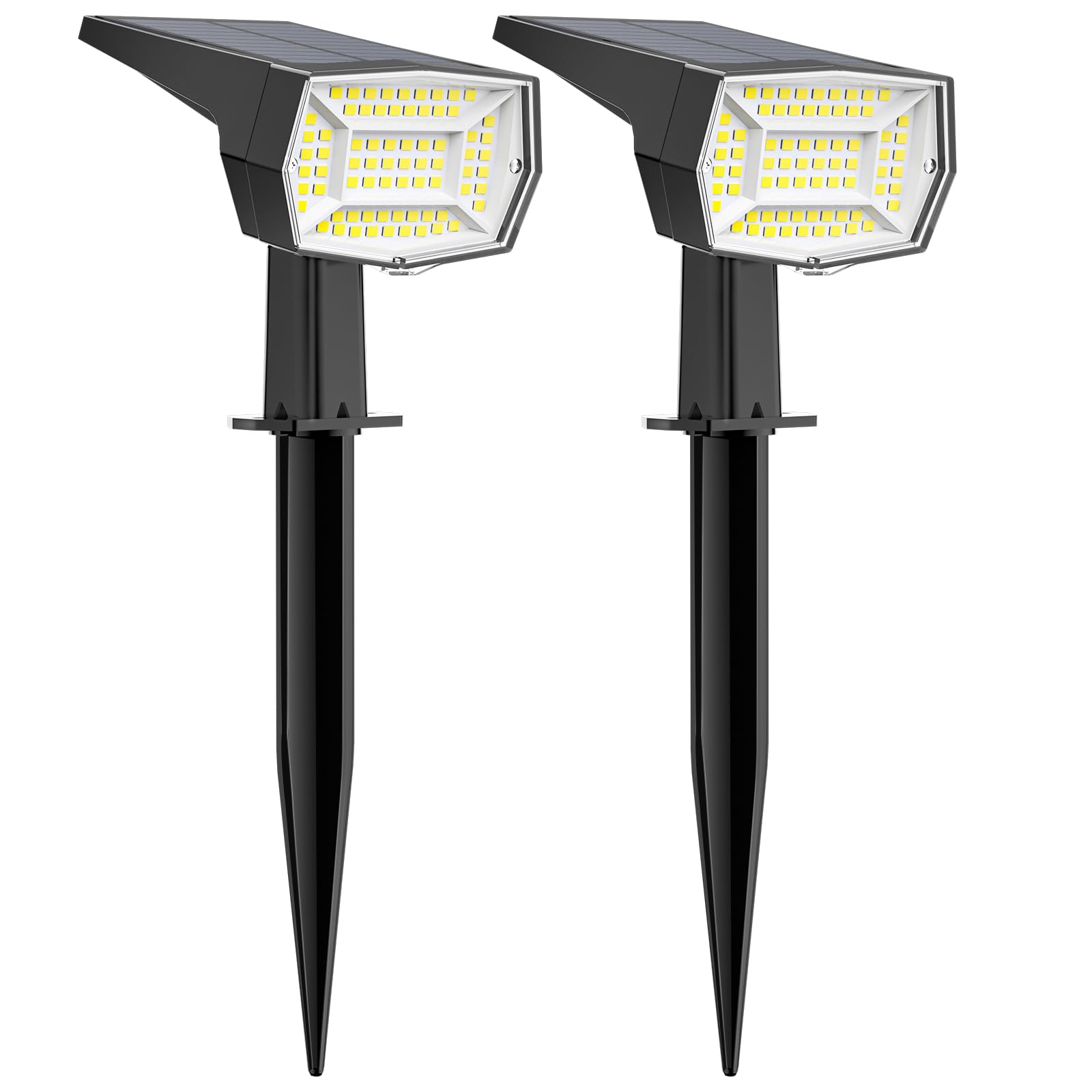 Fabrito Solar Spot Lights, 72 LEDs, Waterproof, 3 Modes, 2 Pack, Cool White, Model afc83500-7d64-4121-80d9-6