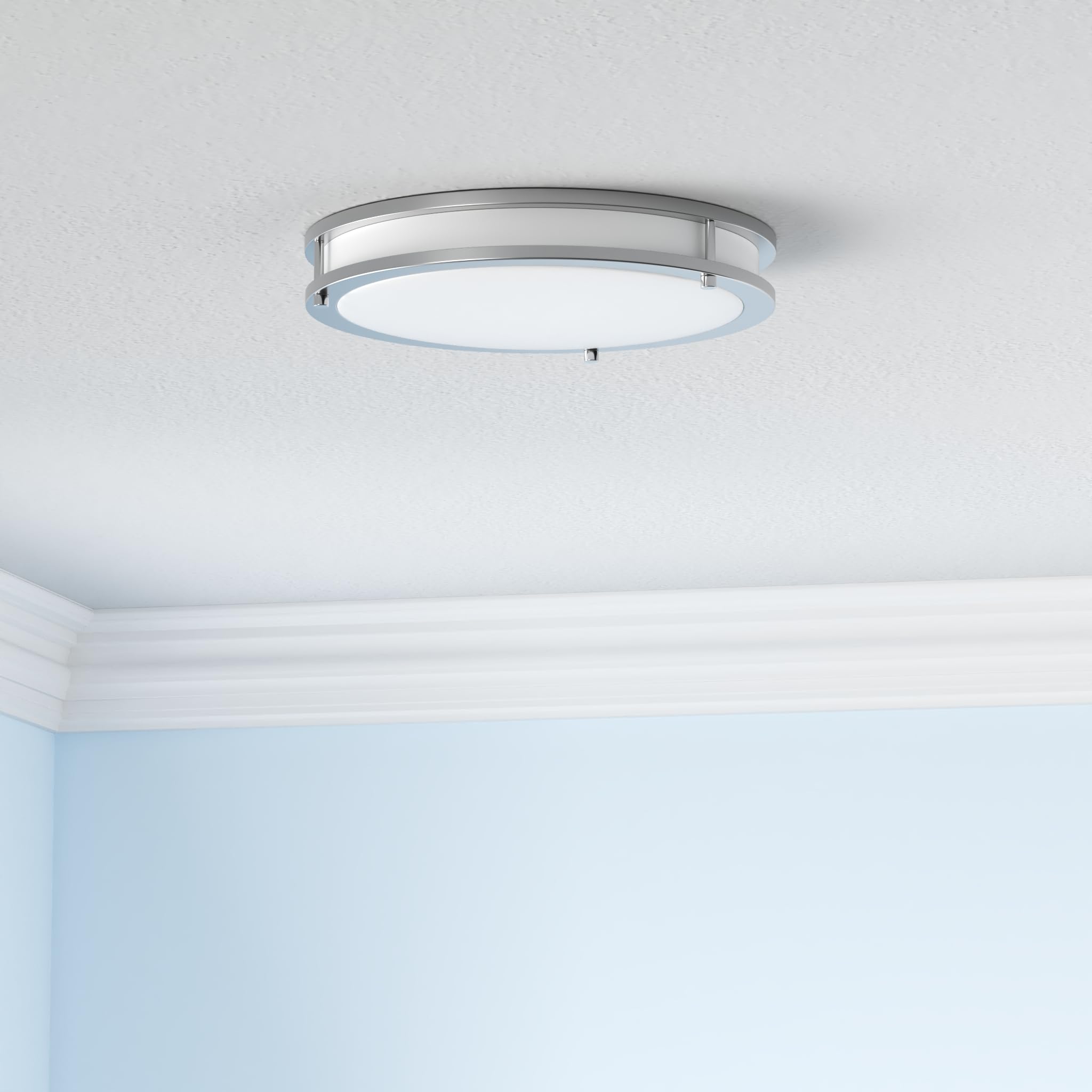 ASD LED Round Flush Mount Light Fixture 21W 1700LM 3000K-5000K 14 Inch Brushed Nickel Model A-LFMDR-14D21CCNK