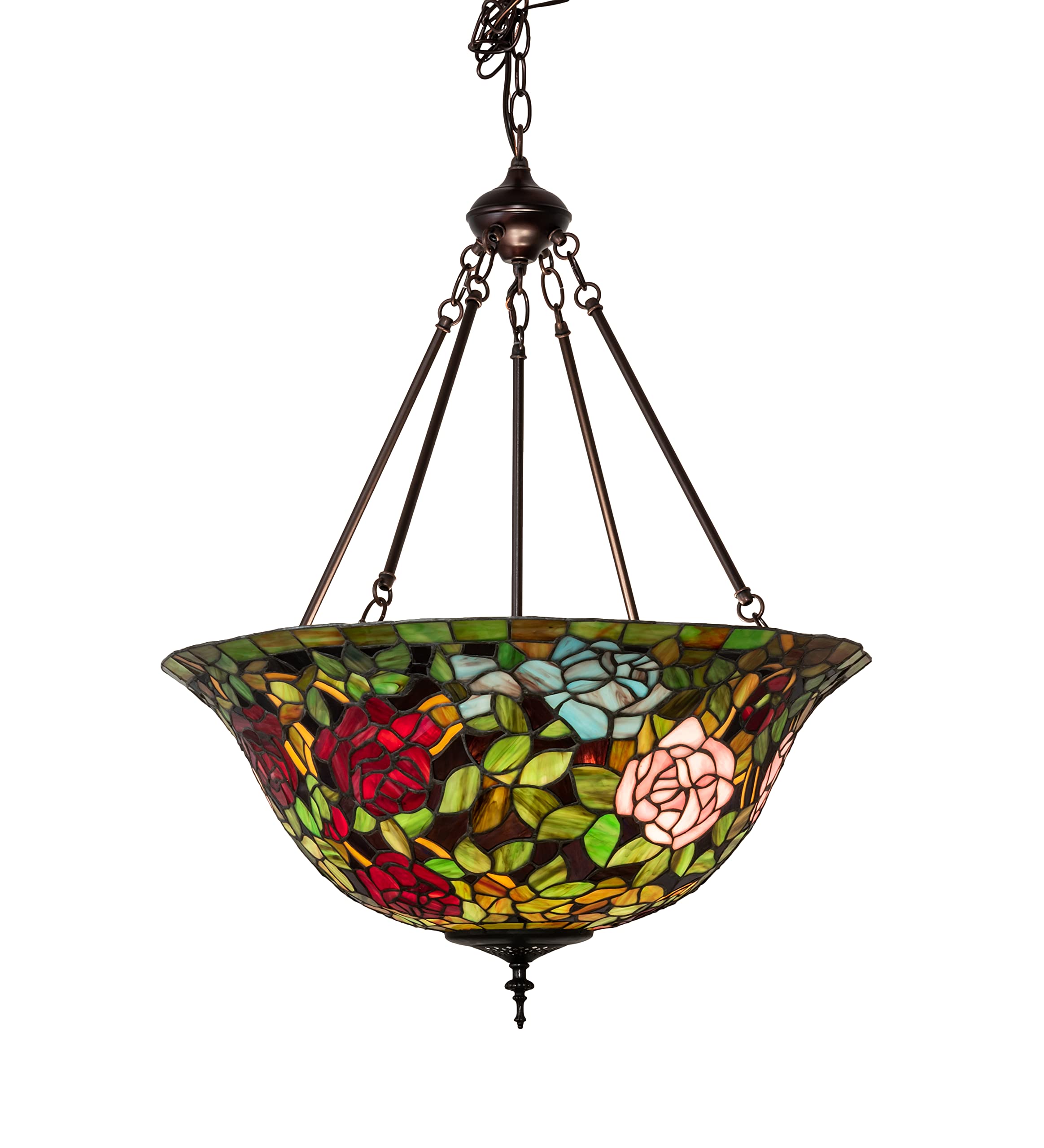 Meyda Lighting Tiffany Rosebush Pendant 24in Wide Mahogany Bronze Glass Model 231116