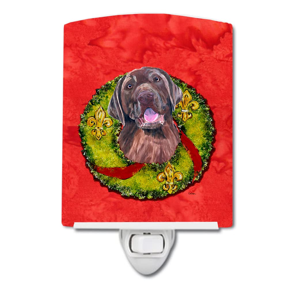 Carolines Treasures Ceramic Night Light, Labrador Christmas Wreath, UL-Certified, 6x4x3 inches, Model SC9107CNL, Multicolor
