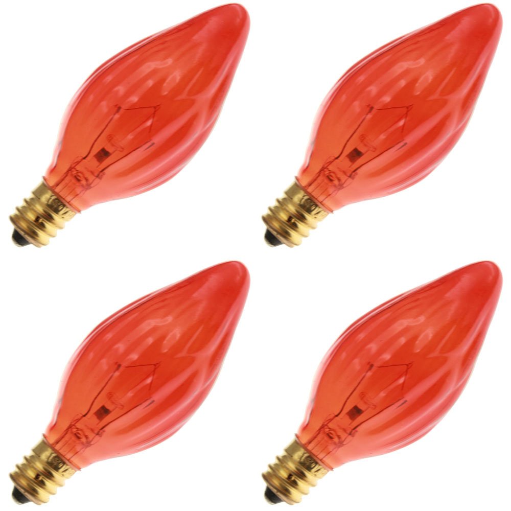 Industrial Performance 15F10/A 130V, 15 Watt, F10, Candelabra Screw (E12) Base, Amber Light Bulb (4 Bulbs)