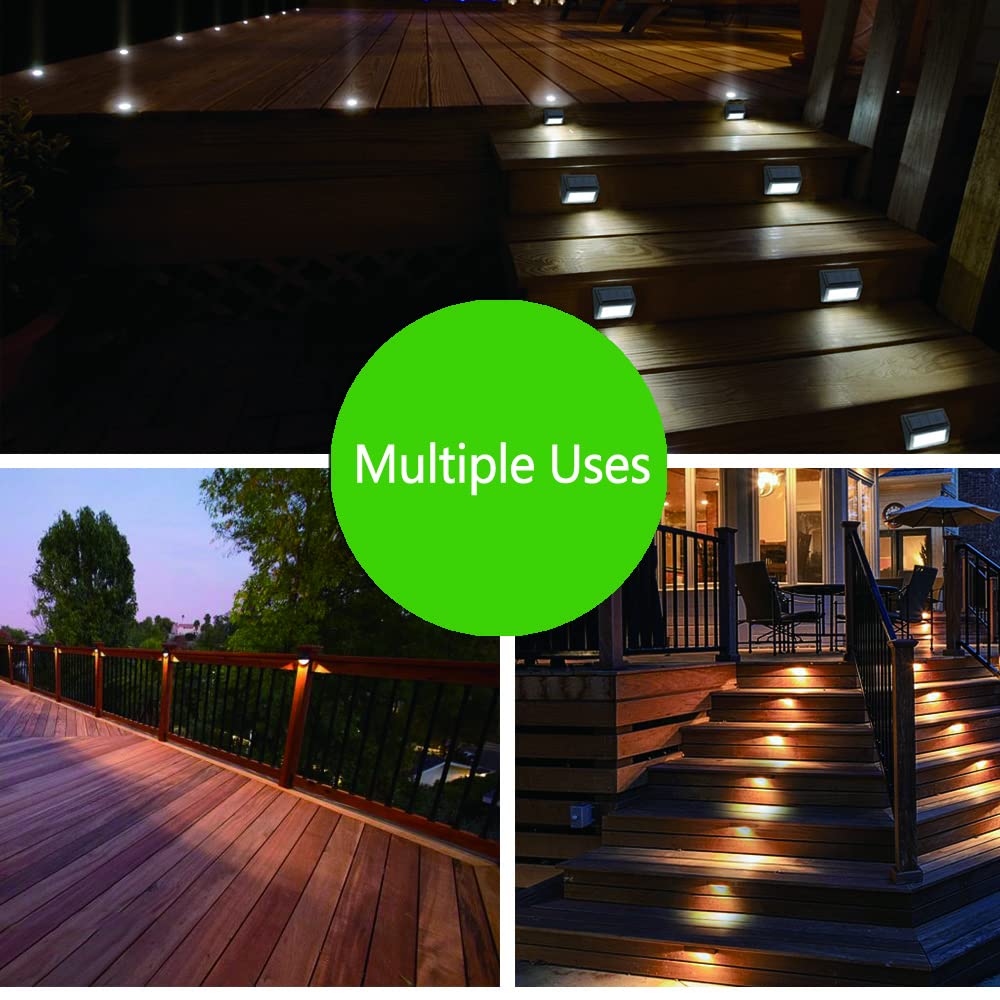 Follateas Solar Lights Outdoor  Waterproof Solar Powered Deck Step Lights For Patio Garden Backyard Garage Driveway Pathway Outside Wall Lighting (Cool White/12 Pack)