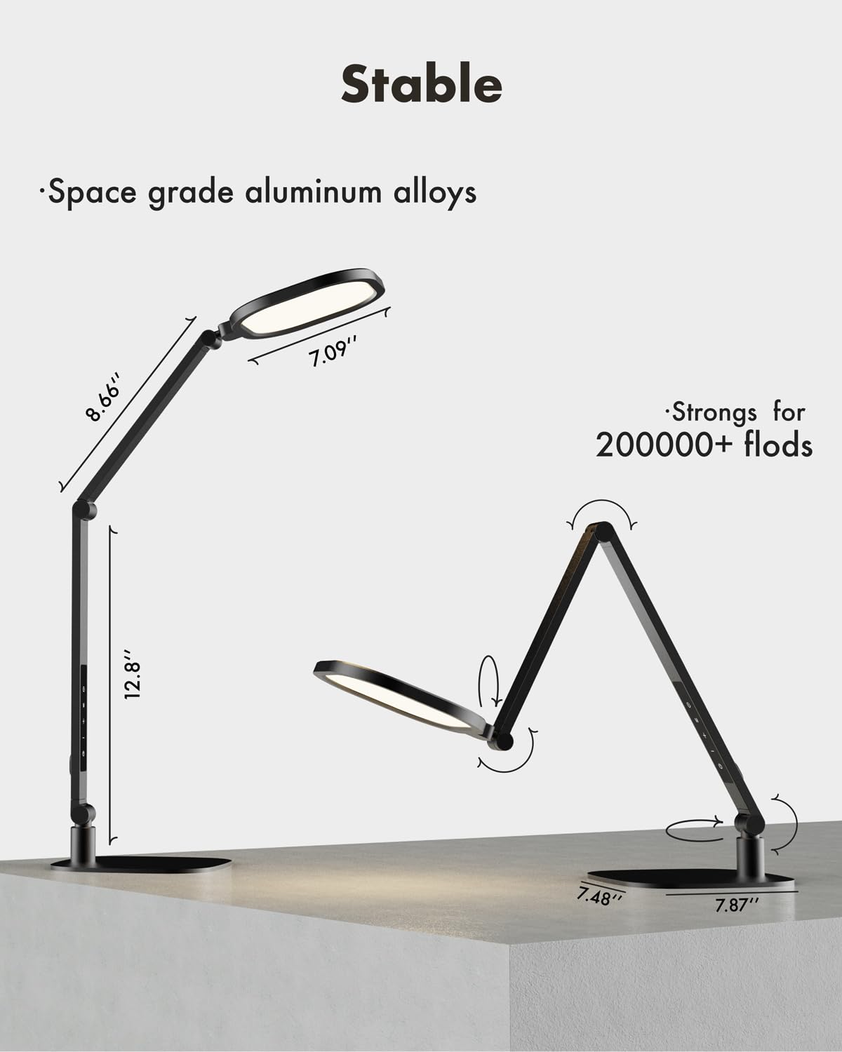 Litones Led Desk Lamp For Home Office, 15W Computer Zoom Lighting With Swing Arm, Memory & Timer Function, Dimmable Desktop Ring