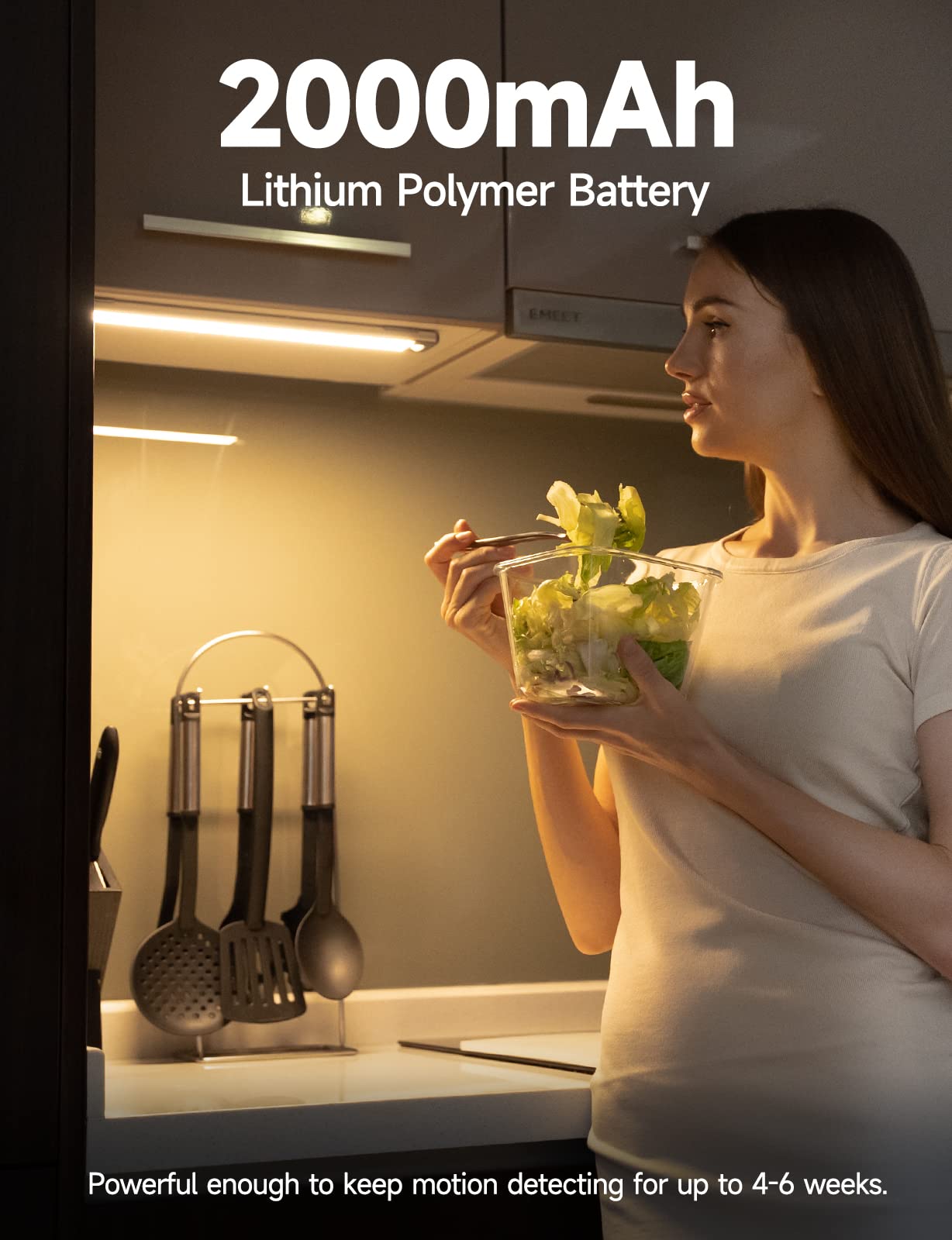 Yiger Under Cabinet Lights, Rechargeable Wireless Motion Sensor, 62Led Warm Light (2 Pack)