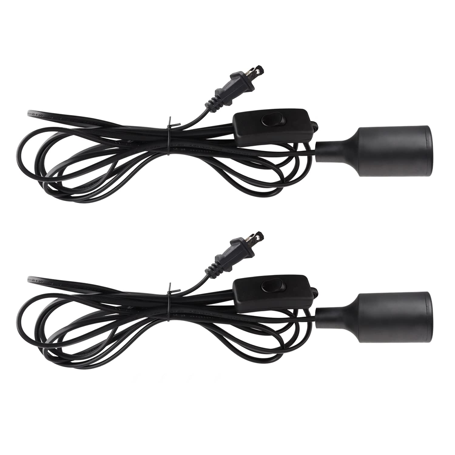 SIXDEFLY Plug in Hanging Light Kit  Retro Hanging Lights with Plug in Cord  E26 E27 Industrial Pendant Light Fixture  9.8 FT Cord with On/Off Switch Hanging Lamp for Living Room Bedroom 2 Pack (Black)