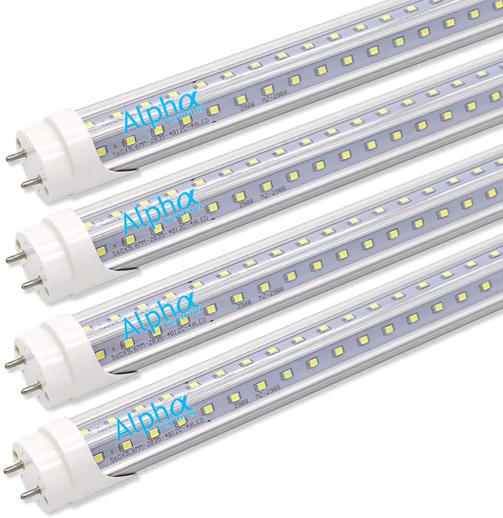 Generic Alpha LED V-Shape Light Bulbs 36W 4FT 6000K-6500K Cool White Clear Lens 4 Pack