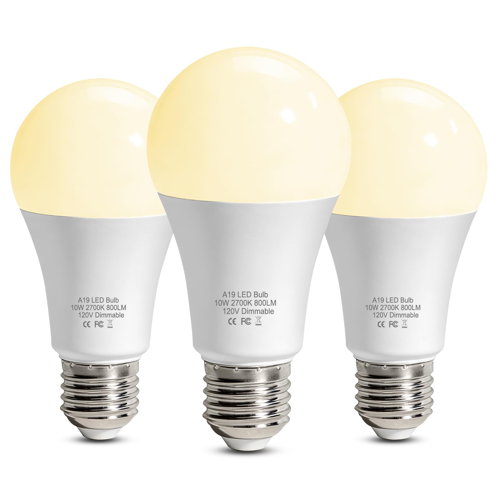 LEDBEFINE A19 LED Light Bulb Dimmable 60W Replacement Soft White 2700K, Energy Efficient 10W, E26 Standard Base, 10,000 Hour Lif