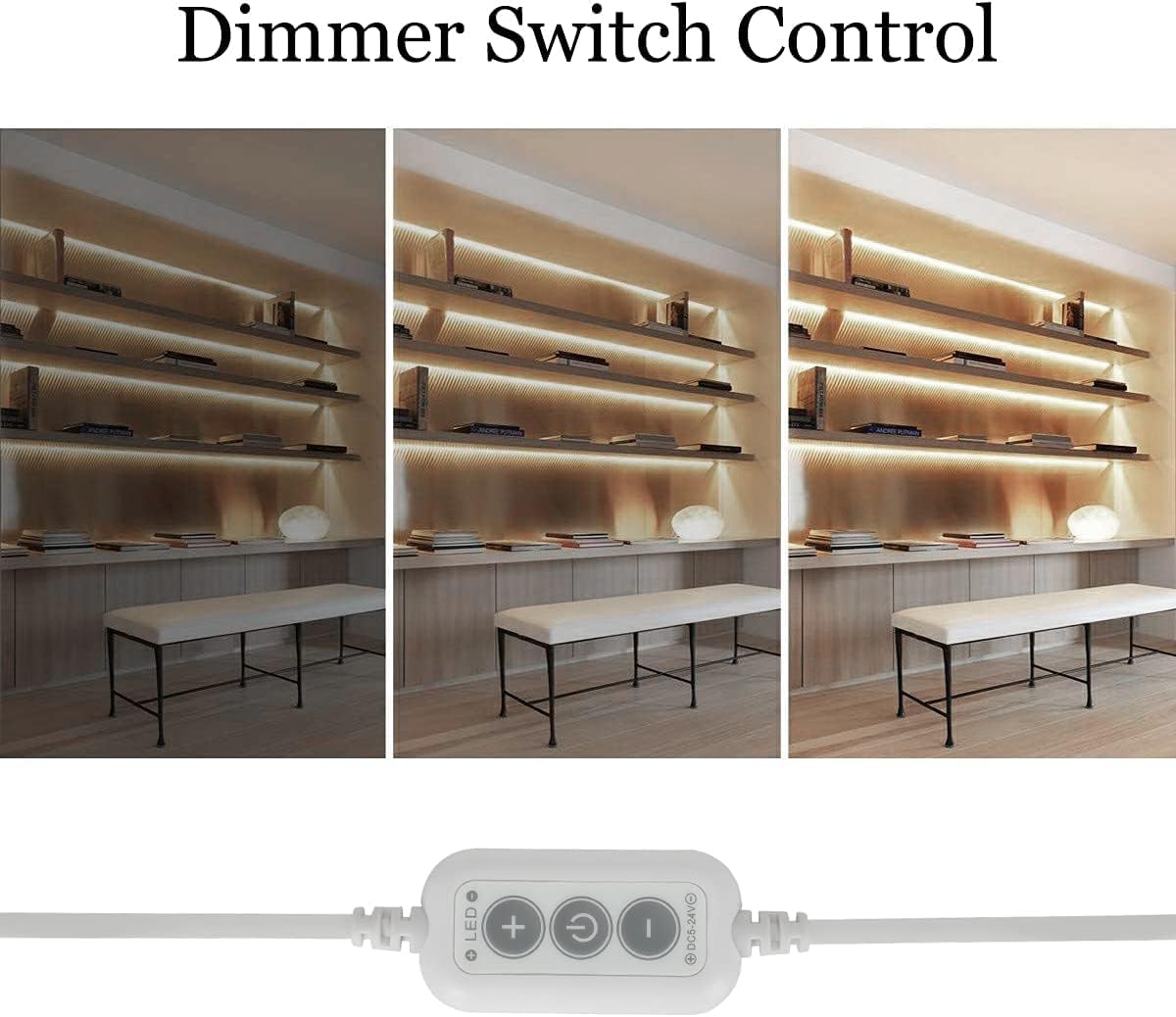 dephen 5V LED Strip Lights, 4.9ft, 480 LEDs, Dimmable, Natural White, USB, Flexible COB, Model HH-SCOBNW-320-5