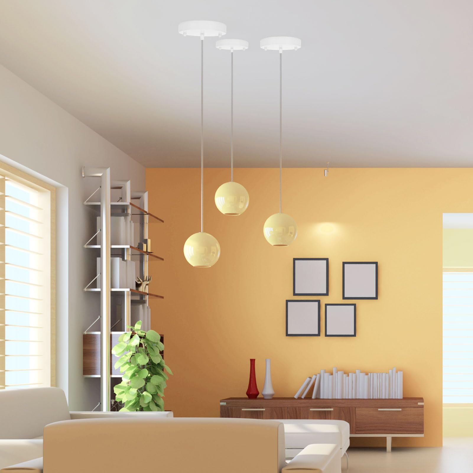 S SANGLE SOPFFY Pendant Light Canopy Kit, 5.8" White Cast Iron Ceiling Plate with Mounting Hardware, Model 00001
