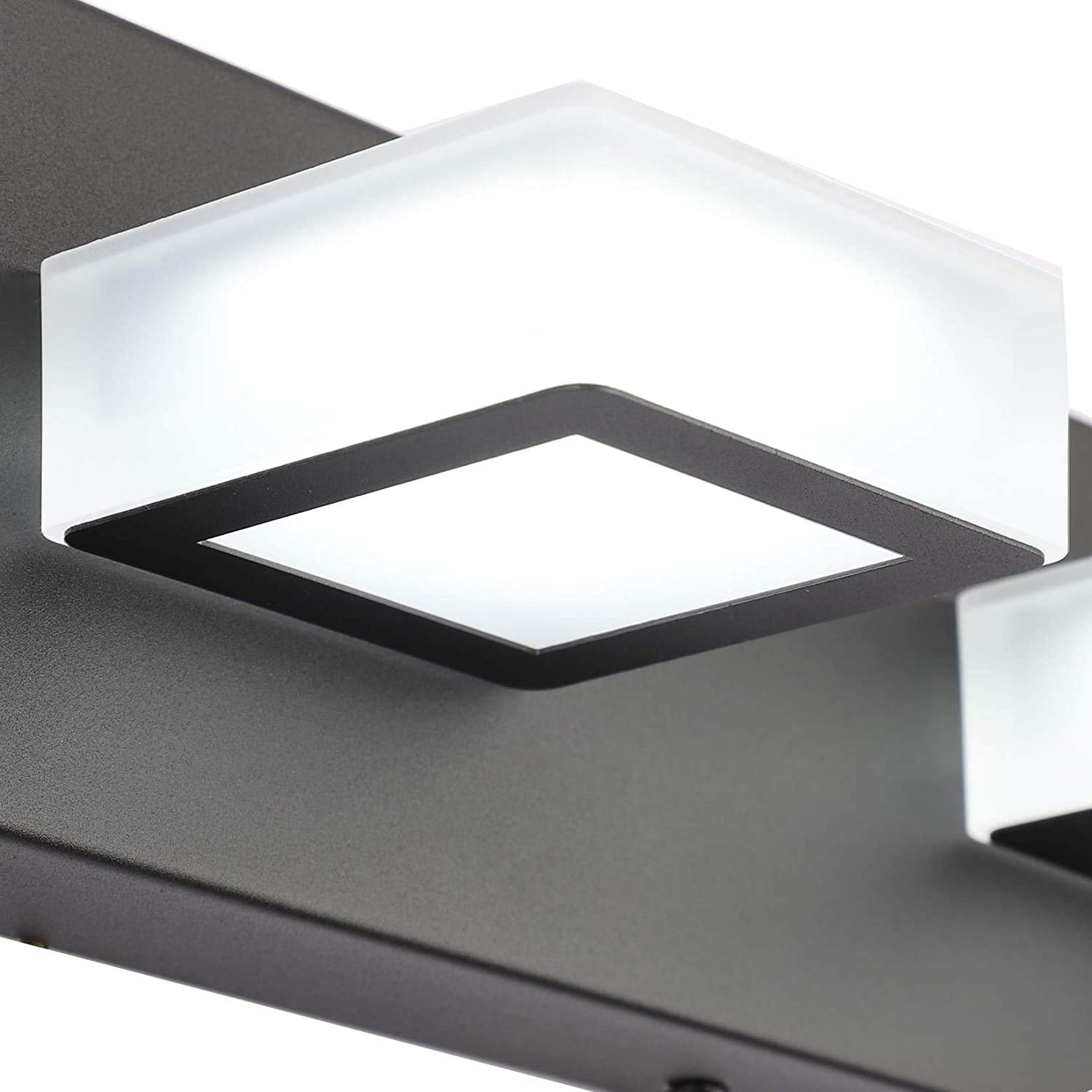 Ralbay 2-Light Black Acrylic Bathroom Vanity Light - Modern Led Wall Fixture