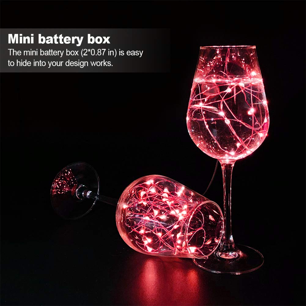 Mumuxi 16 Pack 10 Ft Fairy Lights Battery Operated, 30 Led Mini String Lights Waterproof Copper Wire Firefly Starry Leds For Diy Wedding Party Mason Jars Christmas Decorations, Red