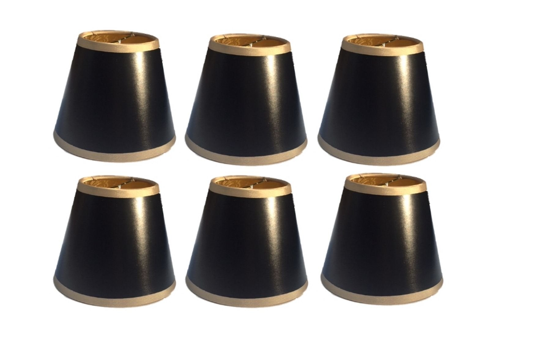 Upgradelights Chandelier Shade Set of 6, Black with Gold Trim, 5 Inch, Parchment Material