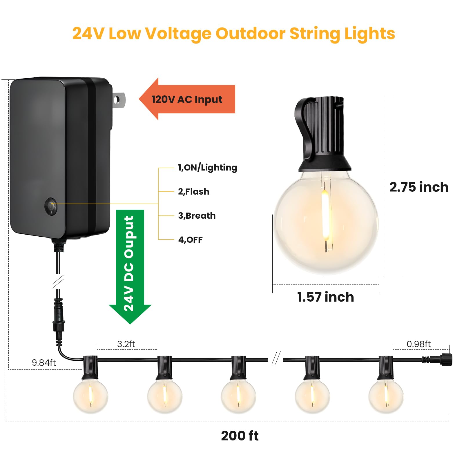 Yuusei Outdoor String Lights With Remote, 200Ft Dimmable Patio Lights Outdoor Waterproof, String Lights For Outside With 100+4 S