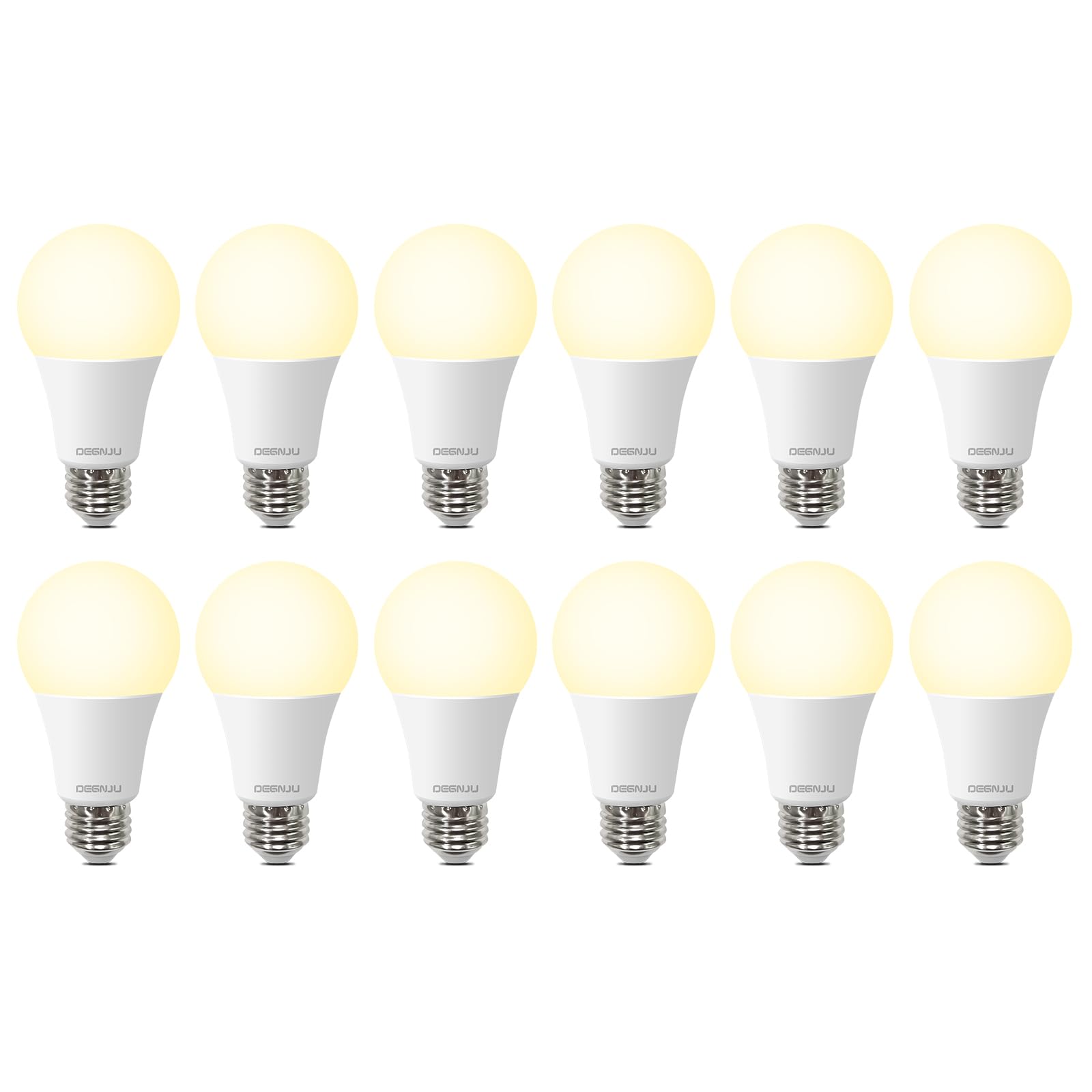 Degnju Led Light Bulbs Soft White 2700K, 100 Watt Equivalent Led Bulbs, A19 Standard Bulbs, 1500 Lm, 15000 Hours, E26 Base, Non-
