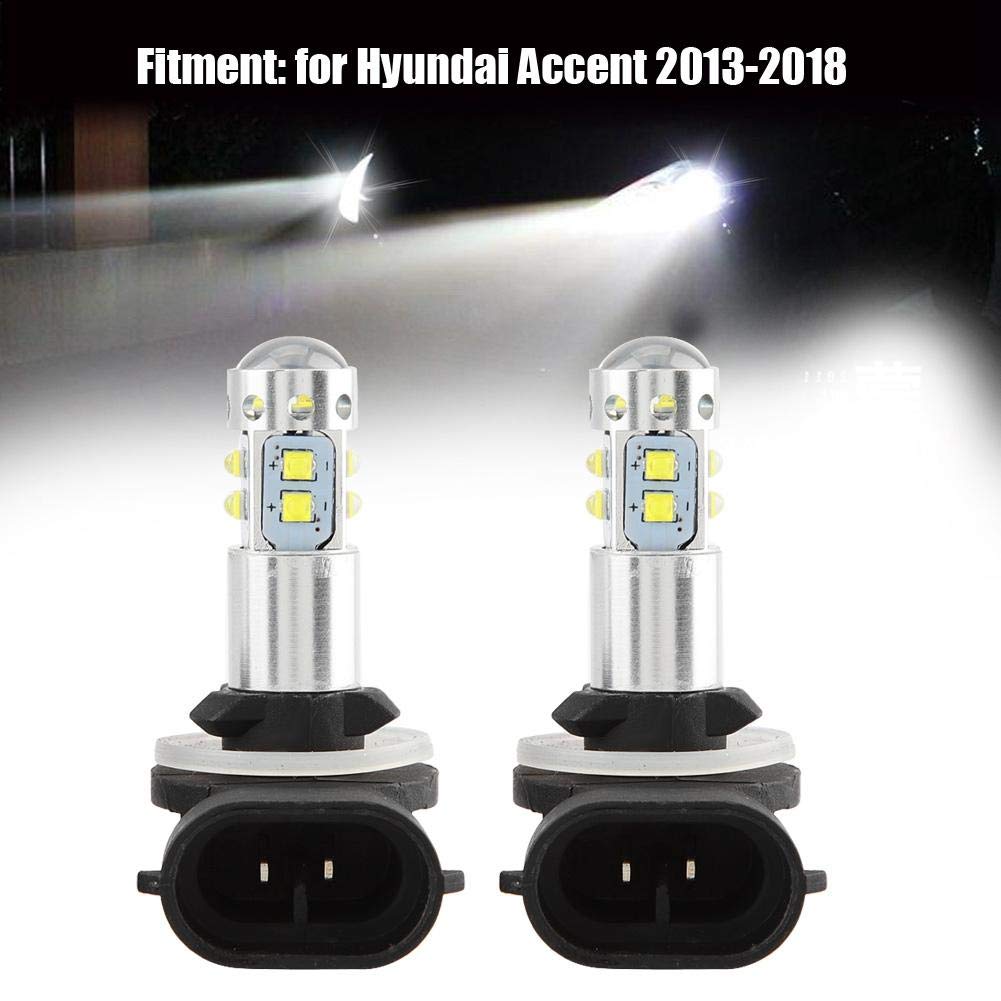 2Pcs Led Light Bulb Replacement For Accent, 12-24V 50W 1800Lm / Bulb 6000K Super White High Power Bright Led Fog Daytime Light B