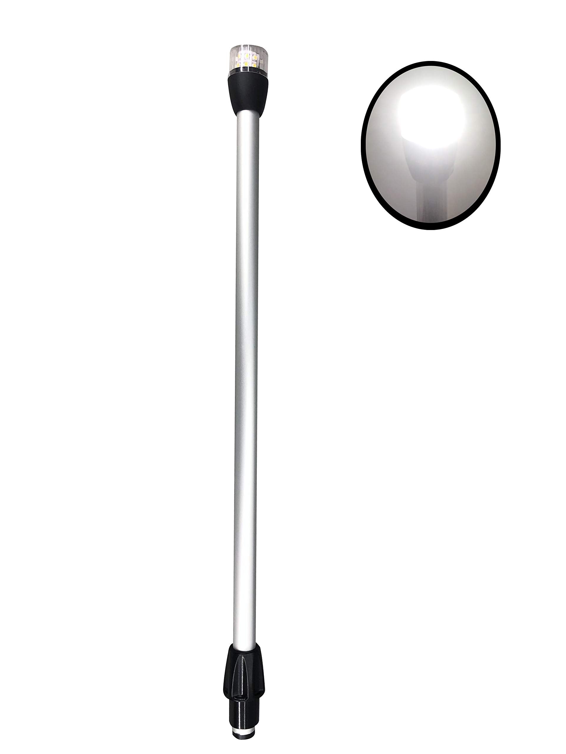Pactrade Marine Boat Navigation Lights Led - 22 Inch White All-Round/Stern Light Pole (Replacement Pole, Flush Mount) - Boat Acc