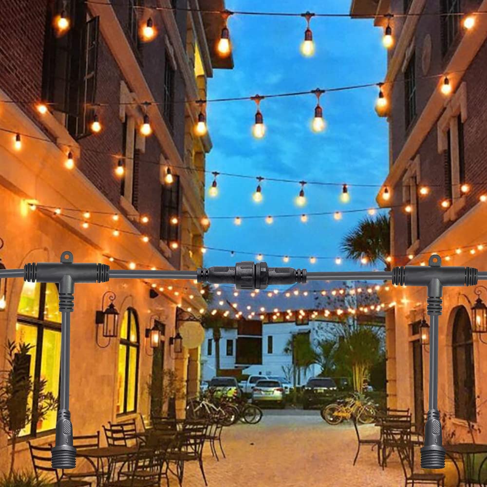 Dstfuy 2Pin Waterproof Connector,Ip68 2 Core 2 Pin T Shape Tee Connector,With 16Wag 1 Male Ends 2 Female End,Led Extension Cable