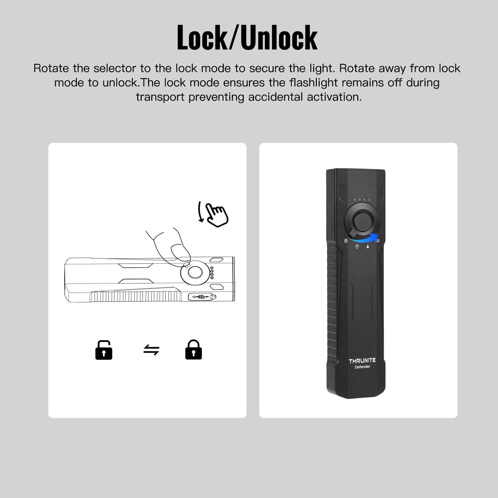 ThruNite Defender 3-in-1 EDC Flashlight - 1600 Lumens, White, UV & Green Light, Black