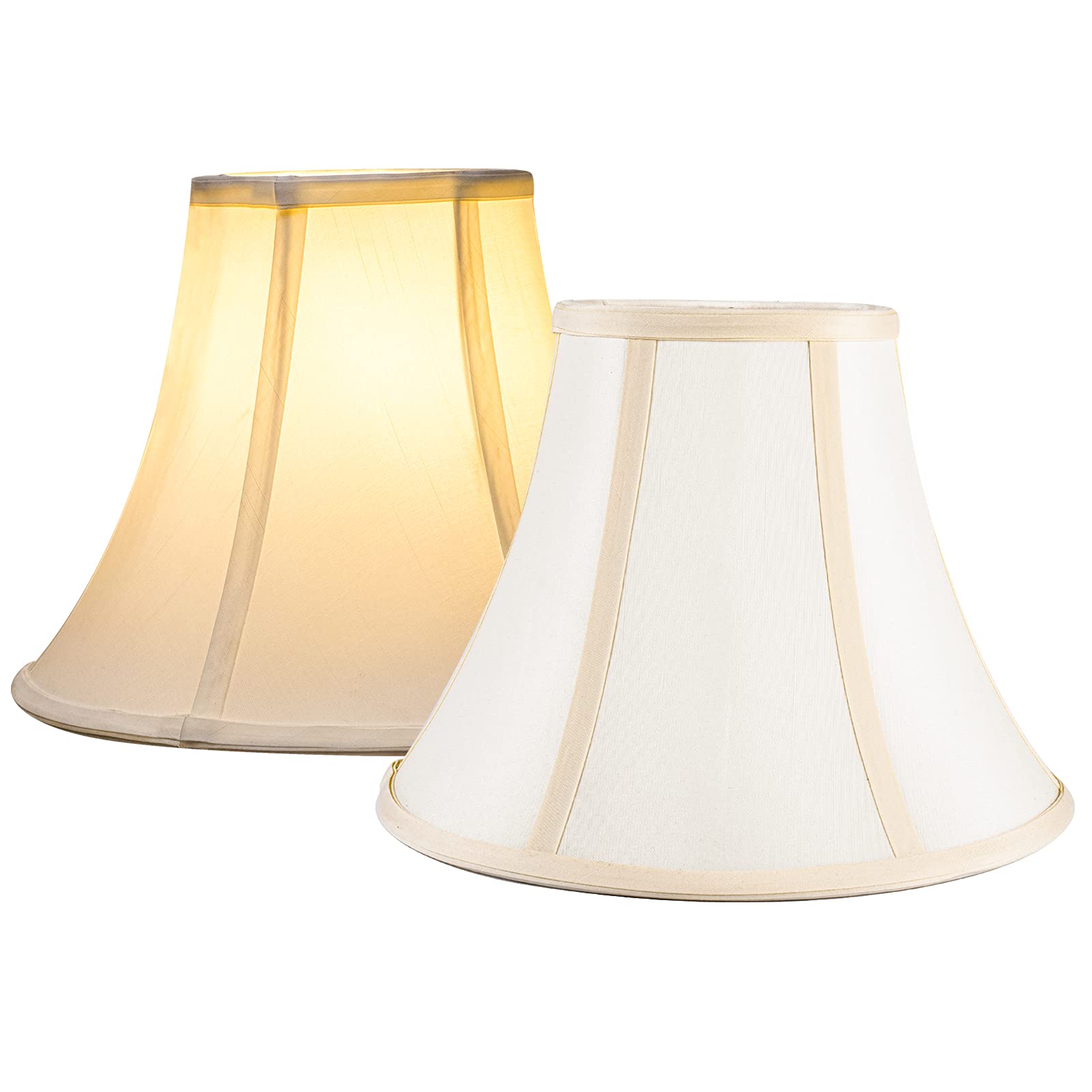 Bell Lamp Shades Set Of 2, Spider Silk Shantung for Table & Floor Lamps, Off White, 8''x16''x11''