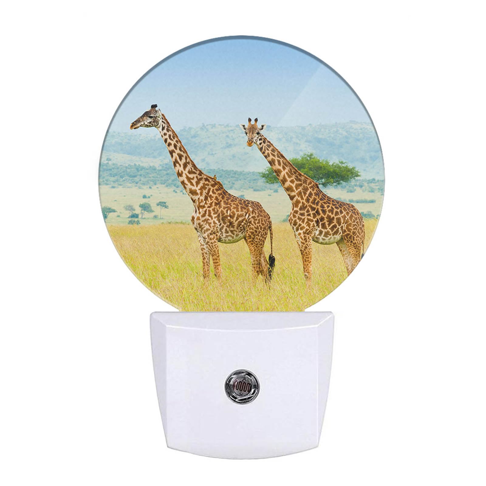 Uanvaha Two Giraffes Night Light Cute Giraffe African Animals Safari Wildlife Dusk to Dawn Night Lamp Auto Sensor for Bedroom Ba