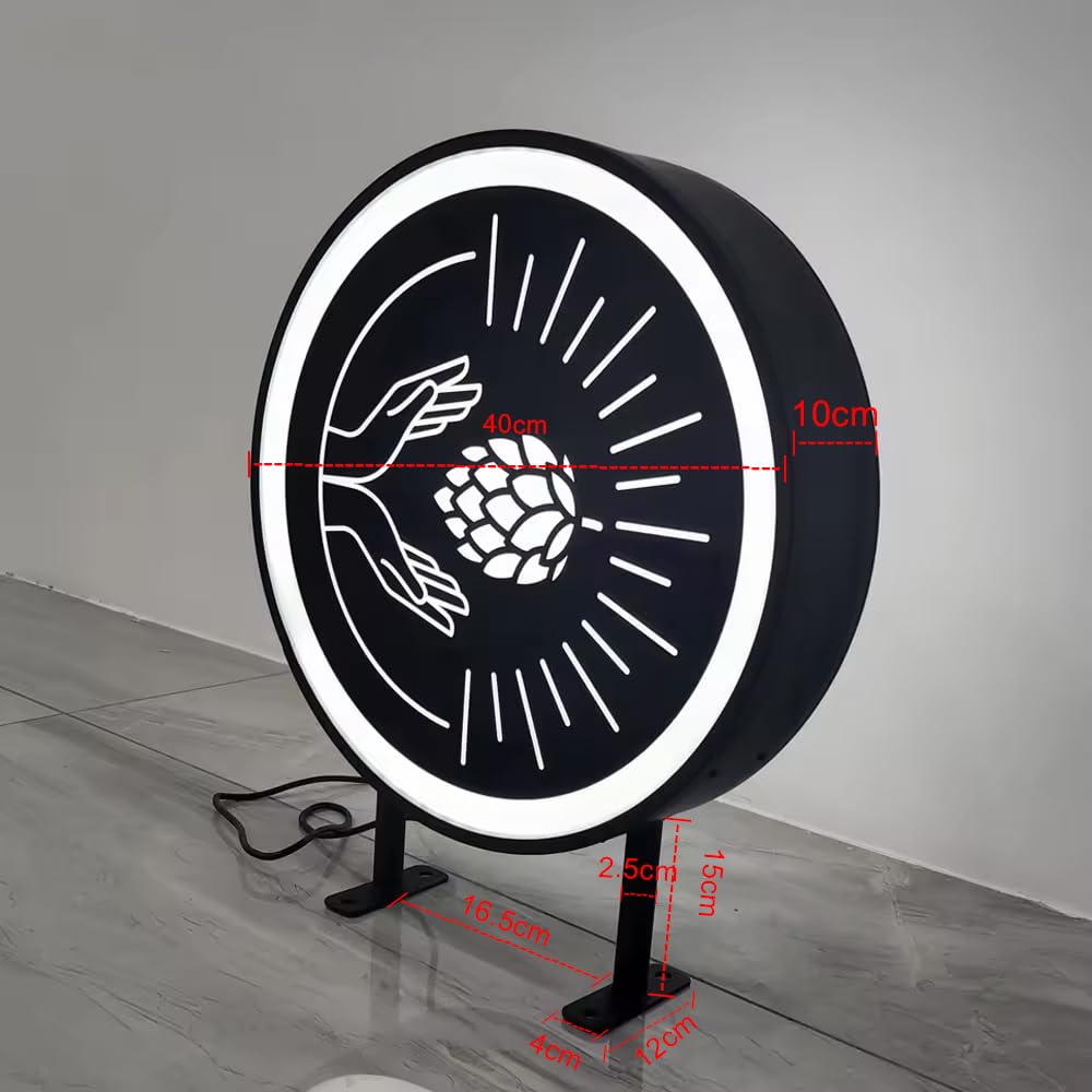 JEMESI Custom LED Double Sided Light Box, 2inx15in, Round Outdoor Sign, 11 Colors