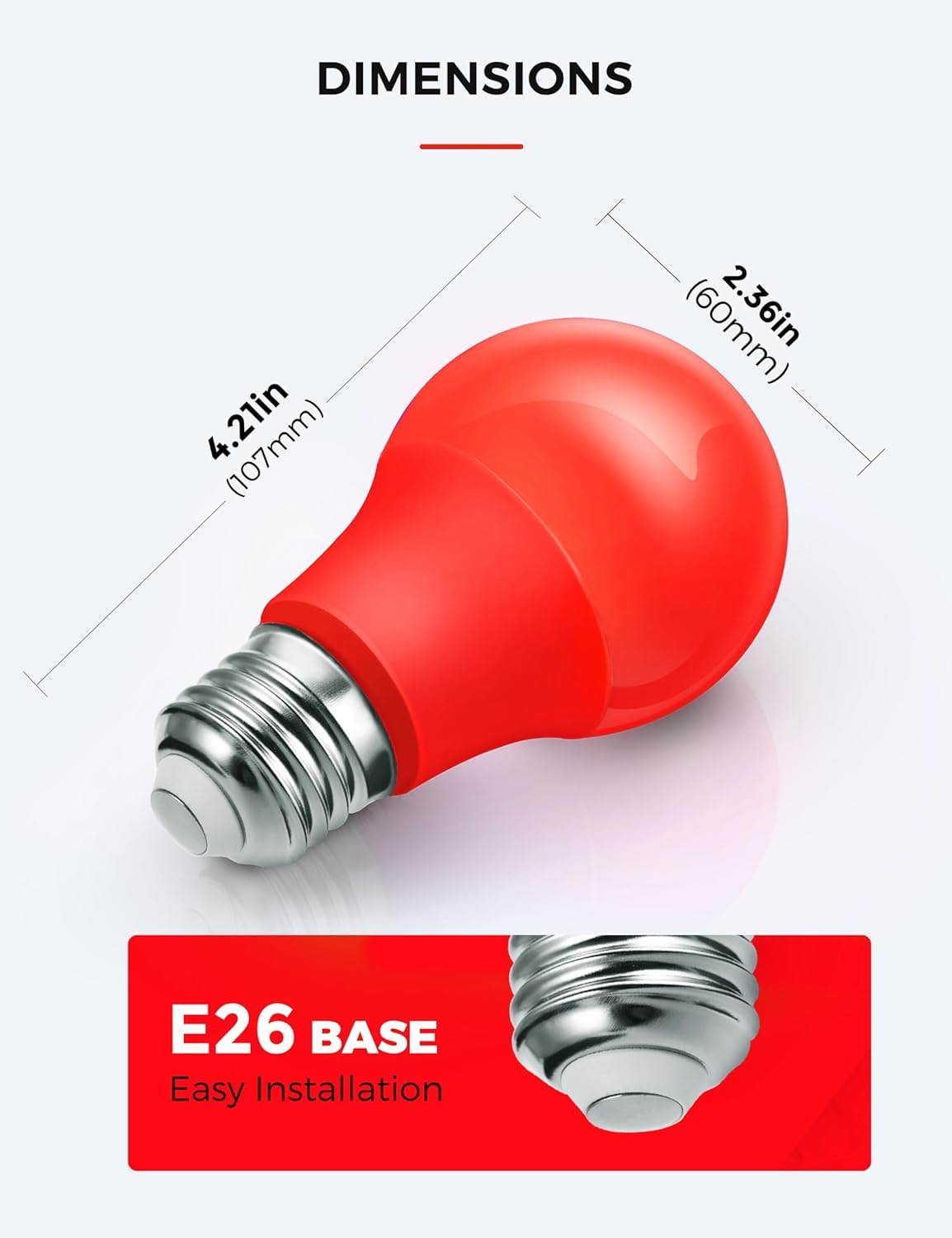 A19 Red Green Led Light Bulb For Helloween Decoration  9W (60 Watt Equivalent)  Energy Efficient Bulbs  E26 Standard Base  Colored Light Bulbs For Party Decoration  Porch  Home Lighting  4-Pack