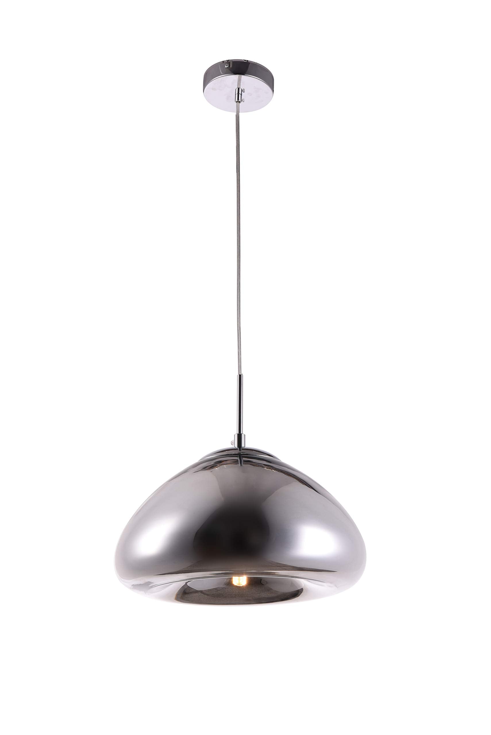 Elegant Lighting 11&quot; Chrome Pendant Light With Glass Shade - Modern Ceiling Fixture