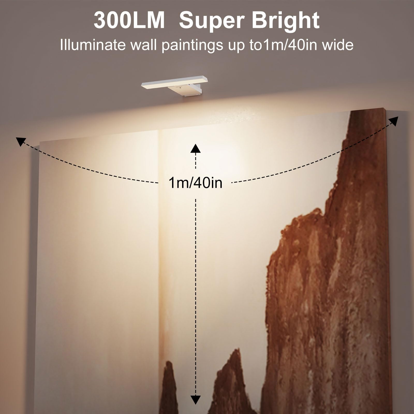 Odupa 2-Pack Battery Operated Picture Lights With Wireless Remote, 6000Mah Rechargeable Battery, Dimmable, 3 Lighting Modes Art