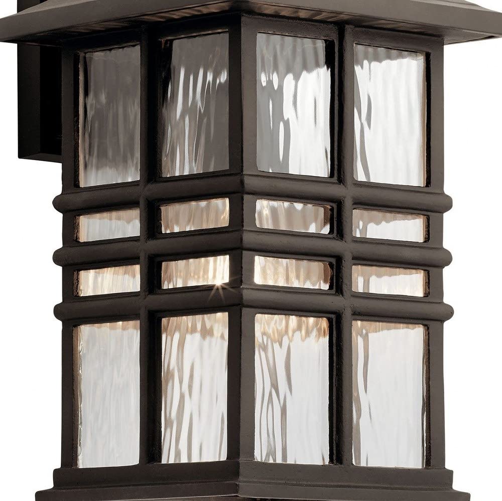 Kichler Beacon Square 14.25'' Outdoor Wall Light In White, 1-Light Exterior Wall Sconce With With Clear Hammered Glass, (14.25''